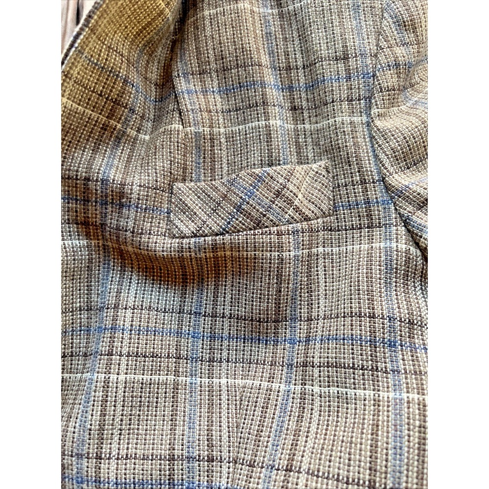 Vintage Country Suburbans Plaid Blazer Womens 16 Brown Tan Academia Jacket - Picture 7 of 11